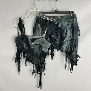 Mara Alternative Dance Set Adult Medium Dark Green Black Distressed Pants Top